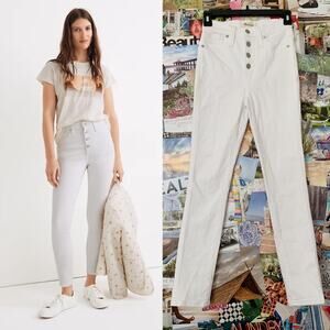 Pure White Madewell 10" High Rise Skinny Crop Button Front Jeans 23